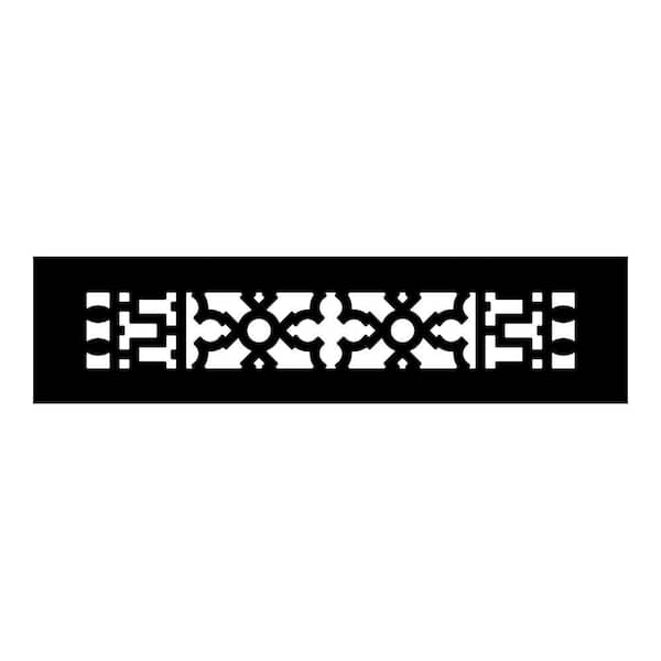 Reggio Registers Scroll Series 2-1/4 in. x 12 in. Cast Iron Grille Black without Mounting Holes