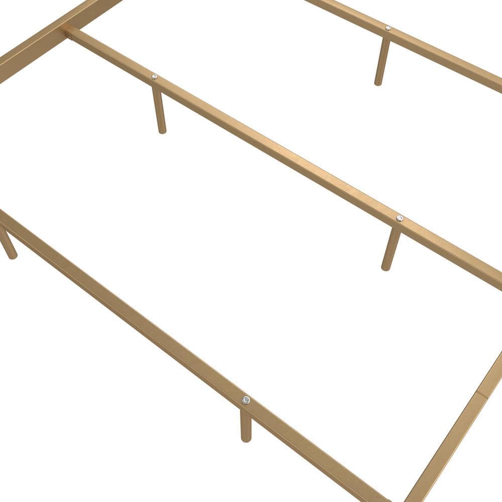 Gold Full Metal Bed with Scrollwork Headboard