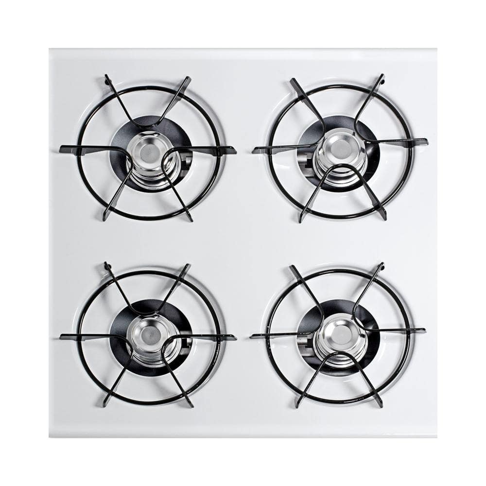 24" White Porcelain 4-Burner Propane Gas Cooktop