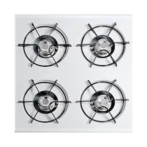 24 in. Propane Gas Cooktop in White with 4 Burners