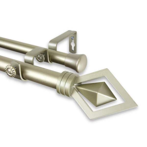 Rod Desyne Lenore 160 in. - 240 in. Adjustable 1 in. Dia Double Curtain Rod in Light Gold