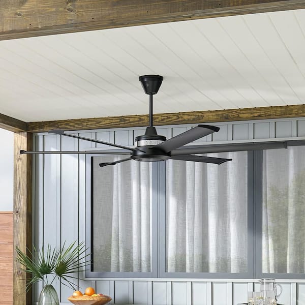 Mammoth 72 in. Smart Indoor/Outdoor Black Universal Mount Ceiling Fan with 12 in. Ext Tube Plus Remote and Phone App