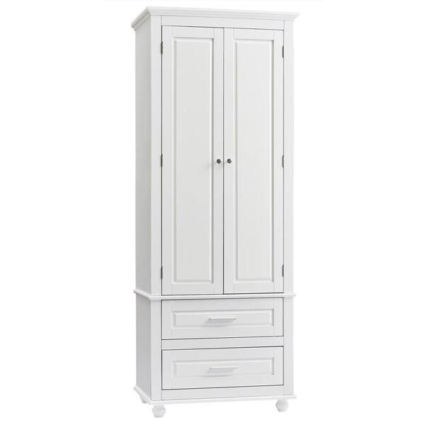 24 in. W x 15.3 in. D x 62.5 in. H White Linen Cabinet with 2