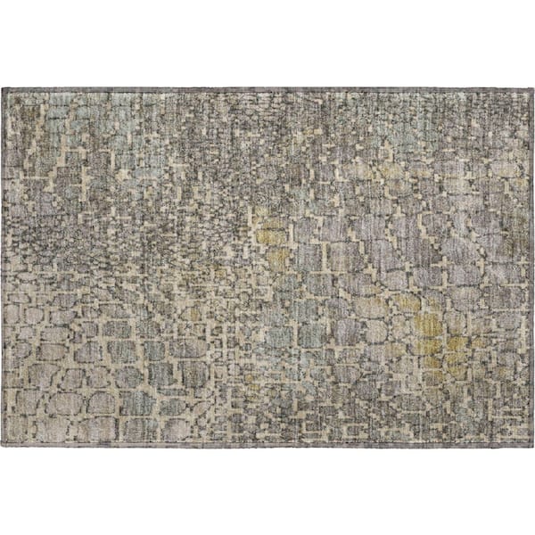 Mayfield Premium Machine Washable Abstract AMF988 Putty 2 ft. x 3 ft. Area Rug