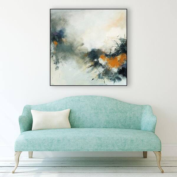 Watercolor Canvas Paintings 20x20 inch, Hanging Wall Decoration with Metal  Hook, Artwork Picture for Living Room Bedroom Kitchen Hallway Home, Orange