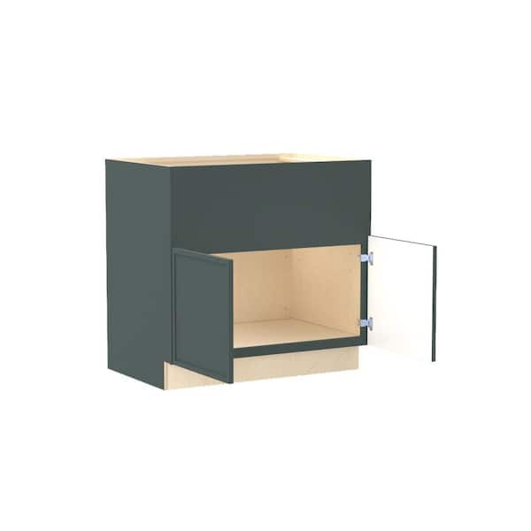 Franklin 36 in. W x 24 in. D x 34.5 in. H Assembled Plywood Farm Sink Base Kitchen Cabinet Verdant Green with Soft Close