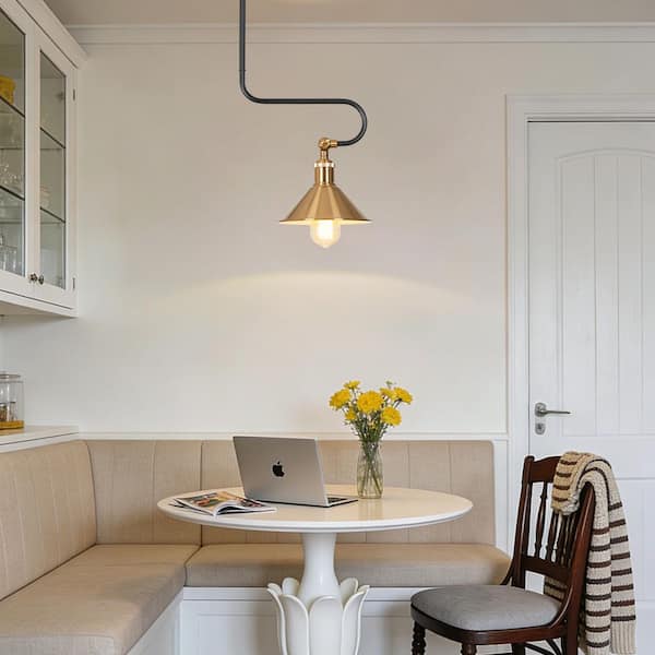 Zevni Adjustable Modern 1-Light Brass Island Pendant Light, Black