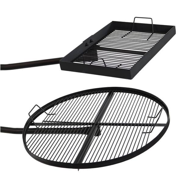 Sunnydaze Decor Heavy Duty Steel Dual, Camping Grill For Fire Pit