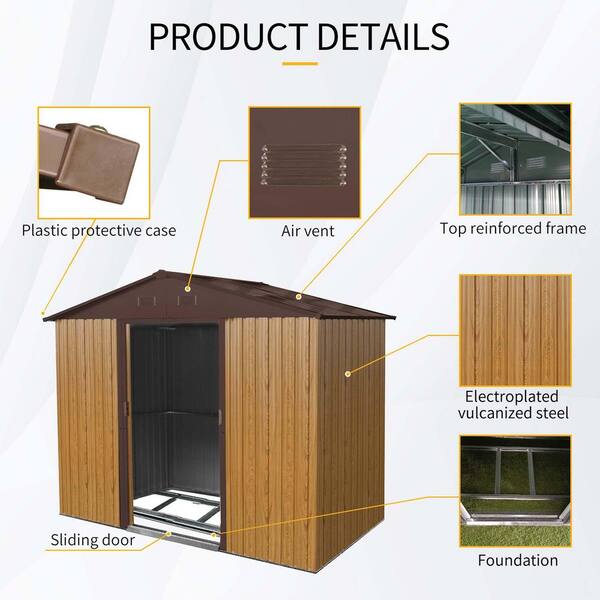 8 ft.W x 4 ft.D Outdoor Metal Storage Shed, Sliding Door Tool