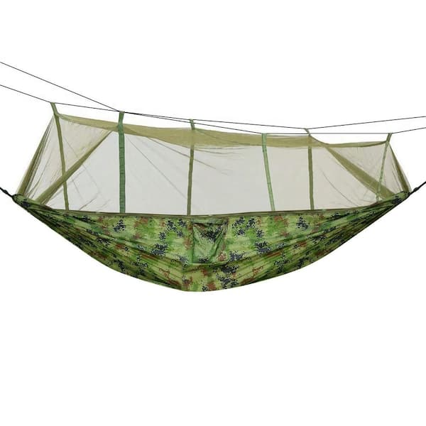 cenadinz 8.5 ft. Portable Nylon Hammock with Mosquito Net 600 lbs. Load 2-Persons in Camouflage