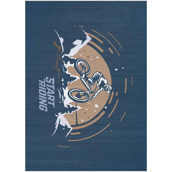 Imagination Blue 4 ft. x 5 ft. Graphic Contemporary Area Rug