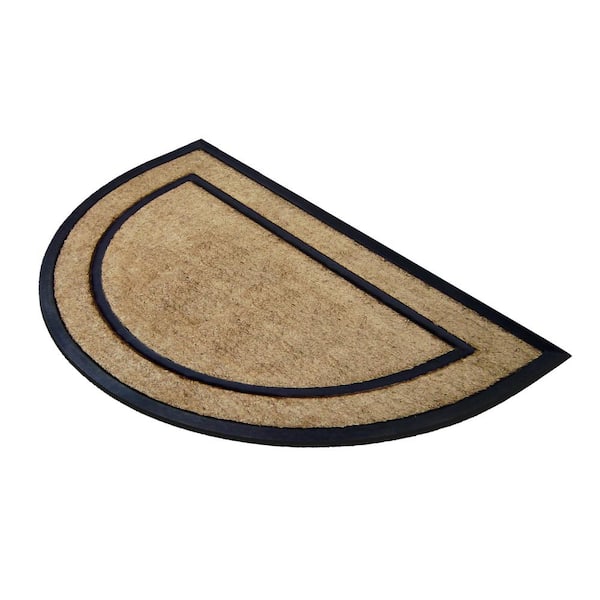 DirtBuster Single Picture Frame Black 24 in. x 36 in. Half Round Coir with Rubber Border Door Mat