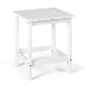 White Square Wood 18 in. Outdoor Coffee Table Side End Table Suitable for Garden Patio Balcony