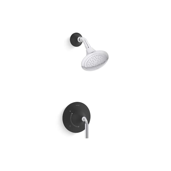 KOHLER Tone 1-Handle Shower Faucet Trim Kit in Polished Chrome with Matte Black (Valve Not Included)