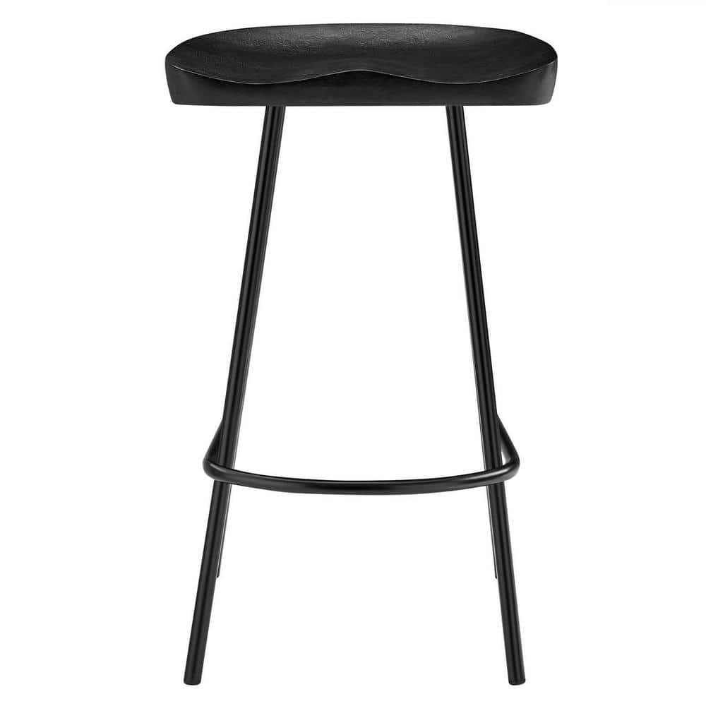 Black Adjustable Saddle Style Wood and Metal Counter Stools