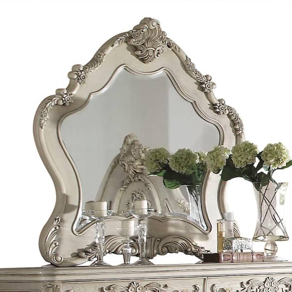 HomeRoots Amelia 48 in. H x 3 in. W Large Irregular Antique White Classic Mirror