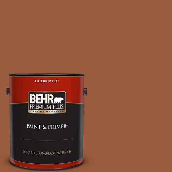 BEHR PREMIUM PLUS 1 gal. #230D-7 Cinnamon Brandy Flat Exterior Paint & Primer