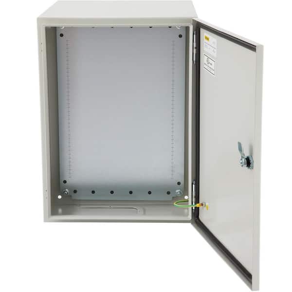 VEVOR Electrical Box Enclosure 20x12x10 NEMA 4X IP65 Outdoor Junction Box Carbon Steel Hinge with Rain Hood for Outdoor Indoor