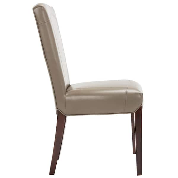 Ken Dark Beige Leather Side Chair (Set of 2)