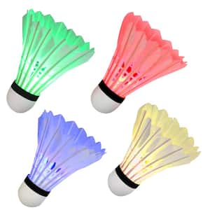 LED Badminton Shuttlecock Set Birdies for Yard Games Outdoor/Indoor Sports Toys (4-Pack)
