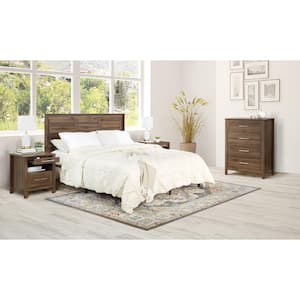 Stonebrook 4-Piece Bedroom Set in Classic Walnut Finish (Headboard, 2 Nightstands, 4 Drawer Chest)