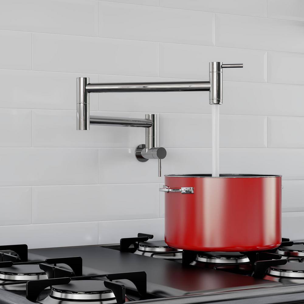 Polished Stainless Steel Wall Mount Pot Filler Faucet
