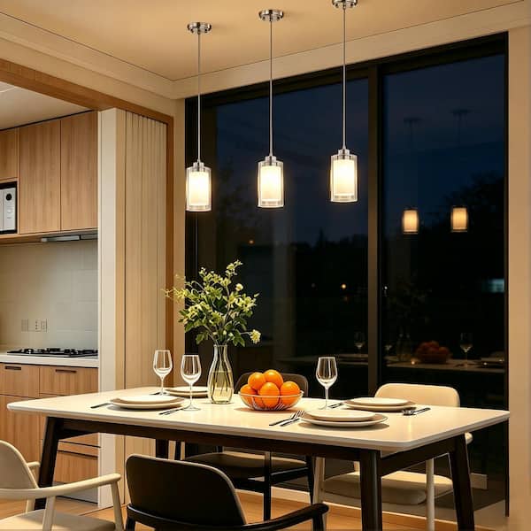 Edvivi Avenue 1-Light Brushed Nickel Mini Pendant with Clear Glass