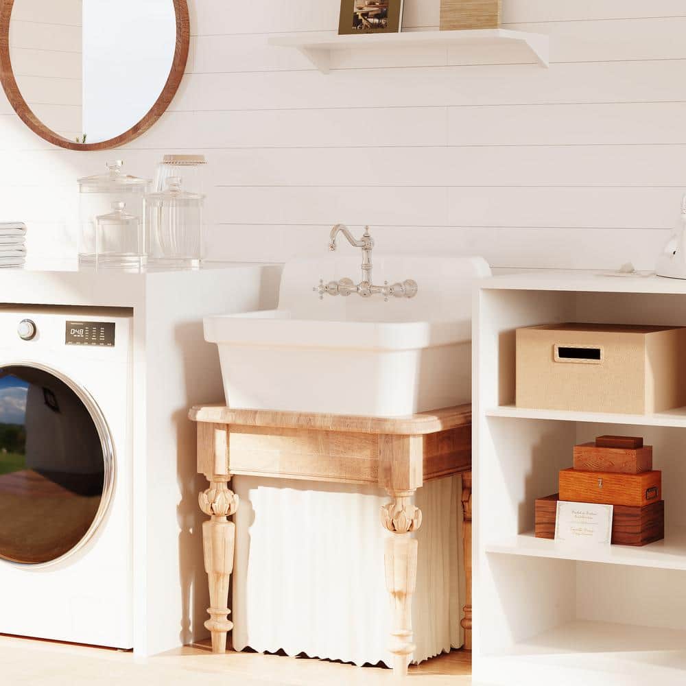 Mason 24-inch White Ceramic Farmhouse Wall Mount Utility Sink