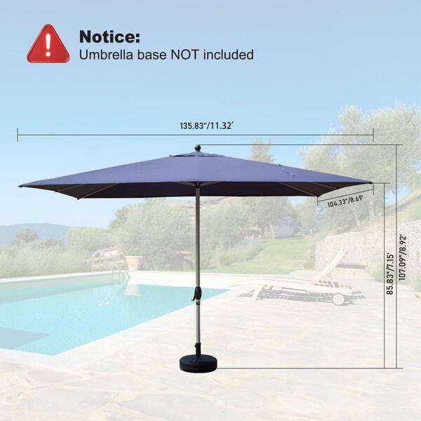 Unbranded 12 ft. Rectangle Outdoor Patio Umbrella in Navy Blue with Crank Lift (No Base) FF-U08A-H Unbranded 12 ft. Rectangle Outdoor Patio Umbrella in Navy Blue with Crank Lift (No Base) FF-U08A-H