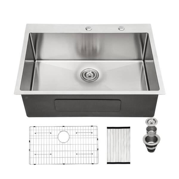 Xzkai 28 in. Farmhouse Single Bowls Stainless Steel Kitchen Sink with ...