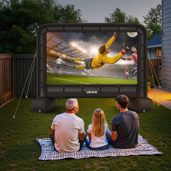 168 in. Inflatable Movie Screen, 600D Washable Inflatable Projector Screen with Portable Storage Bag, 16:9 Easy Set Up