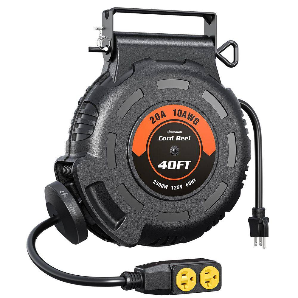 40ft. 10AWG/3C SJTW, 20 Amp Circuit Breaker, Heavy Duty Power Extension Cord Reel with 4 Grounded Outlets, Ceiling/Wall price history on PriceWatchPro