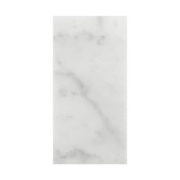 sunwings Subway Carrara White 6 in. x 3 in. Polished Natural Marble Peel and Stick Backsplash Wall Tile 1-Pack