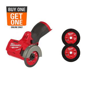 M12 FUEL 12V 3 in. Lithium-Ion Brushless Cordless Cut Off Saw (Tool-Only) with 3 in. Metal Cut Off Wheels (6-Pack)