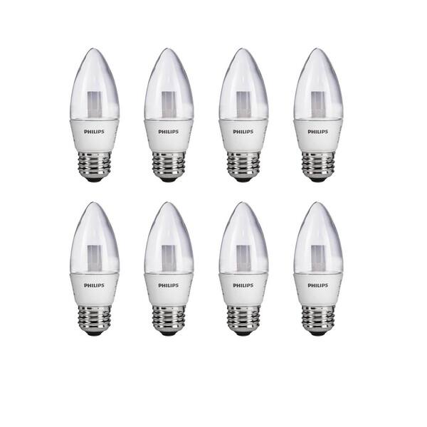 Philips 25-Watt Equivalent Soft White (2700K) B12 Blunt Tip Candle Dimmable LED Light Bulb (8-Pack)