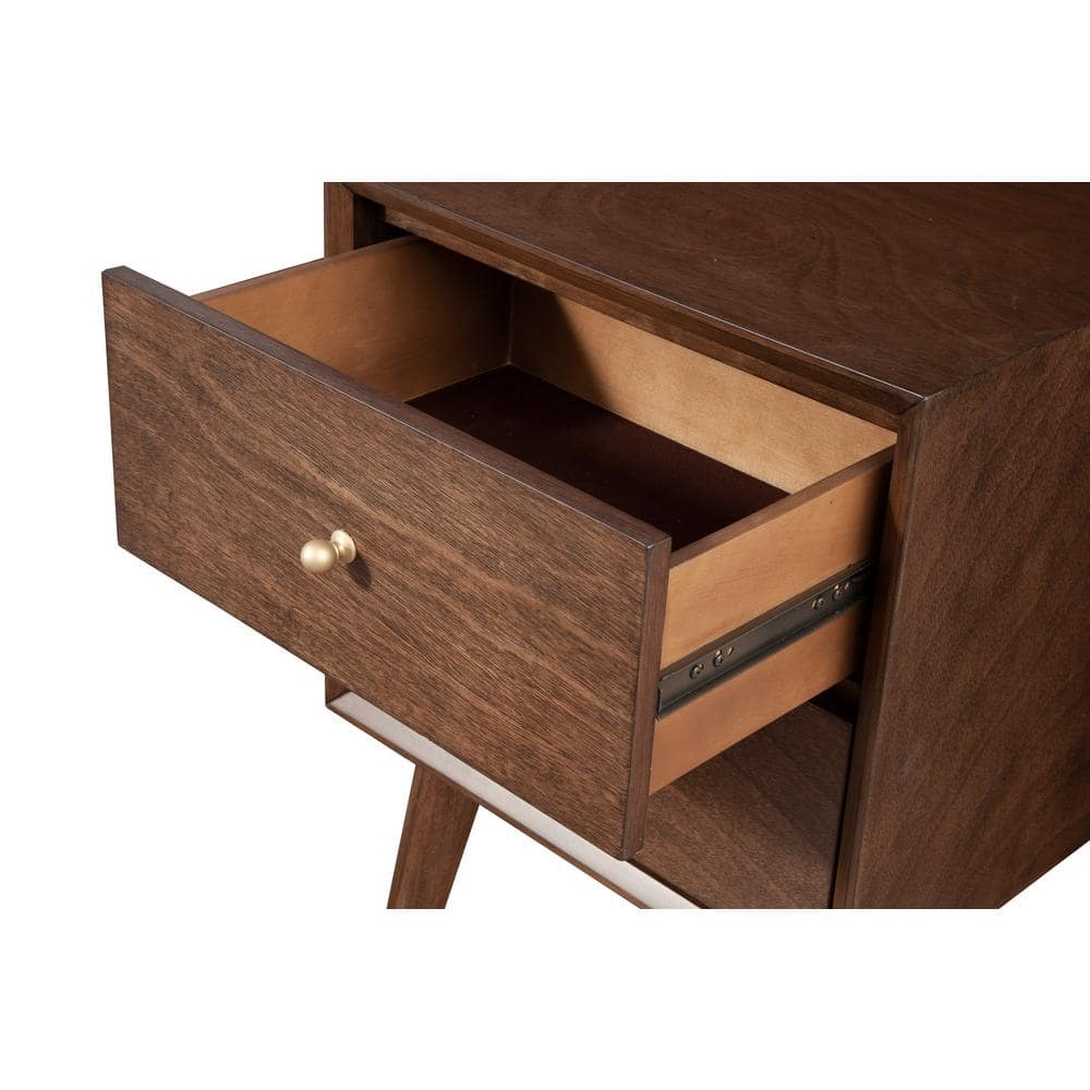 Flynn Transitional Walnut Mahogany 2-Drawer Nightstand