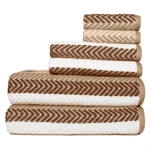 Brayson Stripe 6-Piece Macchiato Diamond Textured Bath Towel Set