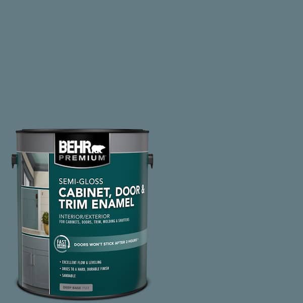 1 gal. #540F-5 Smokey Blue Semi-Gloss Enamel Interior/Exterior Cabinet, Door & Trim Paint