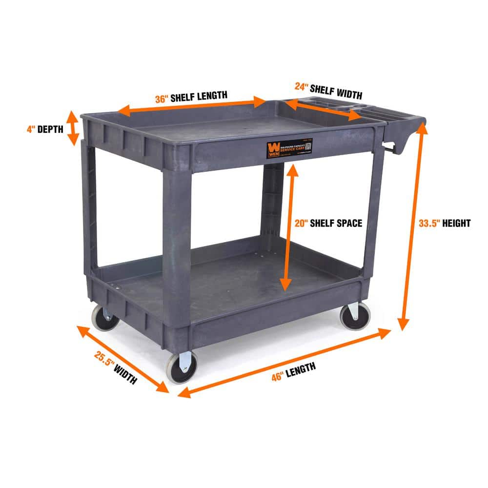 Gray Polypropylene 500-Pound Capacity Service Utility Cart