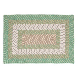 Waterbury Rectangle Green and Cream 7 ft. X 9 ft. Cotton Braided Area Rug