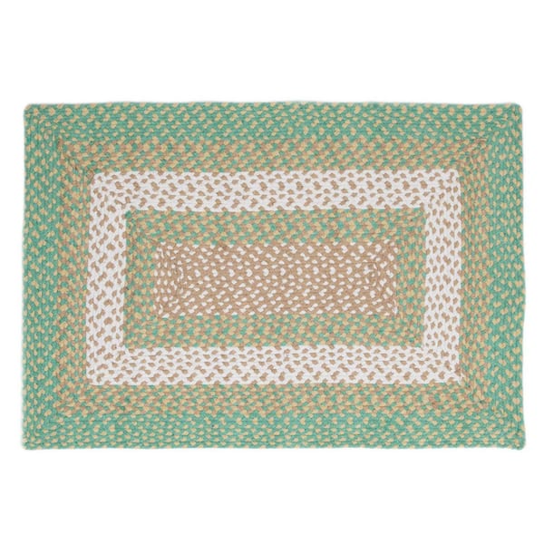 Super Area Rugs Waterbury Rectangle Green and Cream 7 ft. X 9 ft. Cotton Braided Area Rug