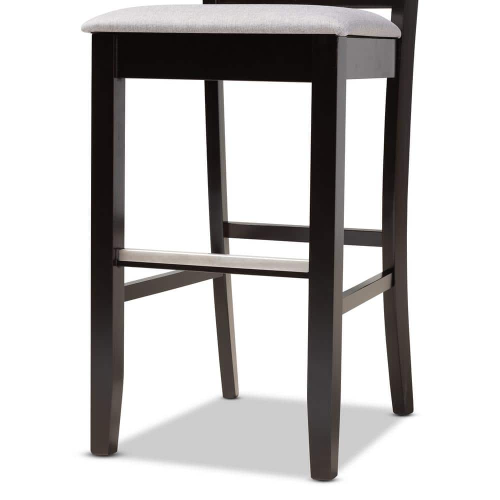 Carson Espresso and Gray Upholstered Wood Bar Stool Set