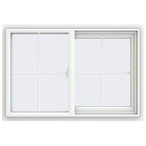 35.5 in. x 23.5 in. V-2500 Series White Vinyl Right-Handed Sliding Window with Colonial Grids/Grilles