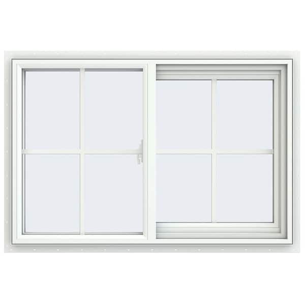 JELD-WEN 35.5 in. x 23.5 in. V-2500 Series White Vinyl Right-Handed Sliding Window with Colonial Grids/Grilles