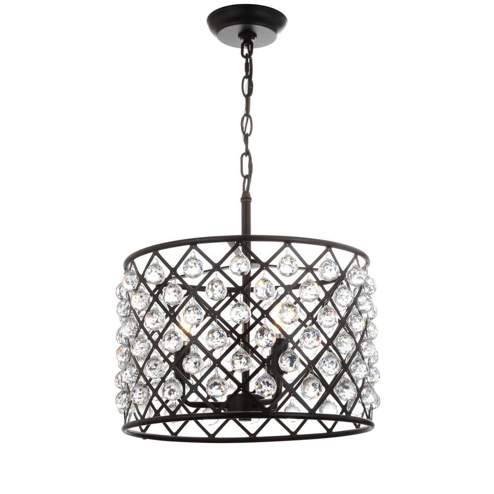 Gabrielle 16" Oil-Rubbed Bronze Crystal LED Drum Pendant