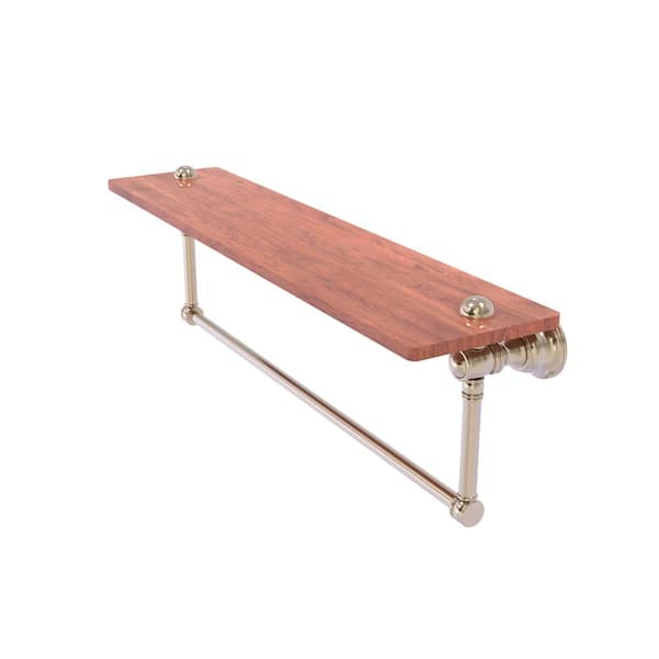 Allied Brass Carolina 22 in. Wood Shelf with Integrated Towel Bar in Brass Material in Antique Pewter