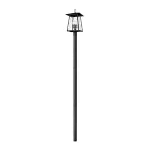 Rainer 4-Light Black Aluminum Hardwired Outdoor Marine Grade Post Light Set with no bulbs included