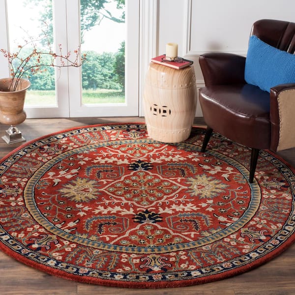 Antiquity 8 ft. x 8 ft. Round Red/Multi Traditional Medallion Area Rug