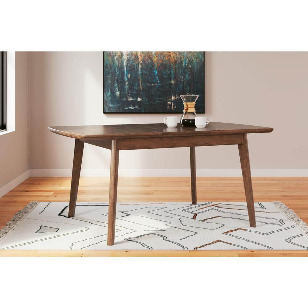 Mid-Century Modern Brown Wood Extendable Dining Table