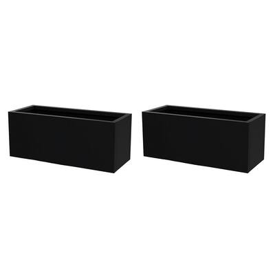 10 in. H x 24 in. W Black Metal Planter Box with Drainage Hole Modern Garden Yard Outdoor Planter Set for Patio